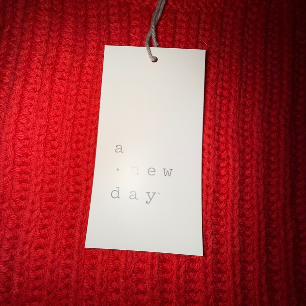 A New Day Ribbed Crewneck Sweater Womens Large Red‎ NEW Chunky Knit Relaxed Fit - Picture 2 of 6